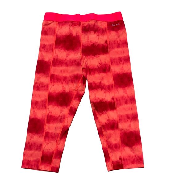 Nike Pro Combat Compression Pants Women's Large Orange Tie Dye Look Cropped - Picture 2 of 4